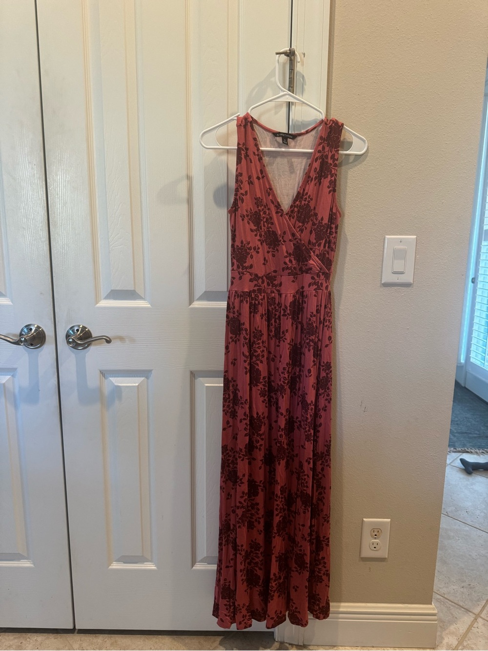 Sleeveless Floral Maxi Dress - Dusty Rose